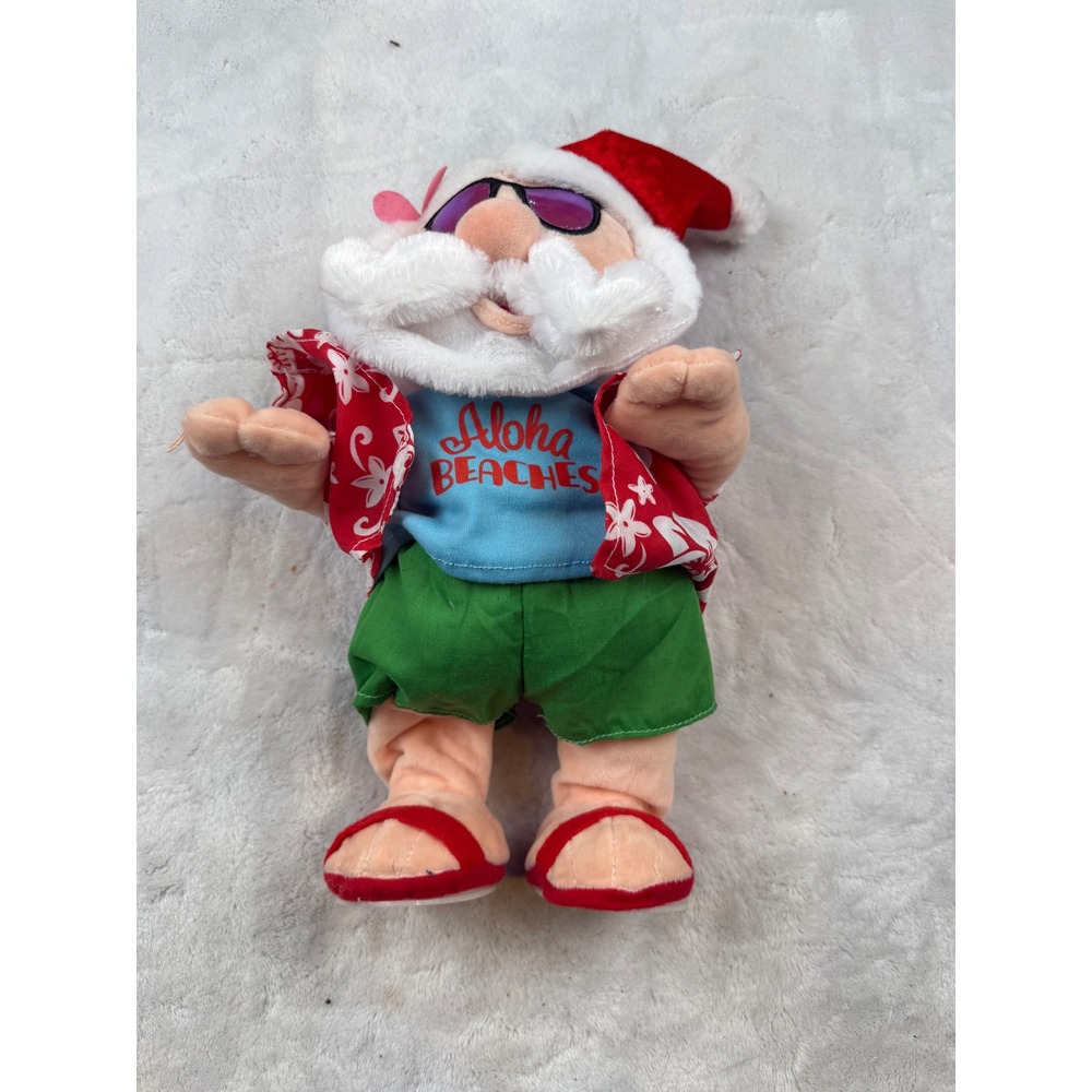 Gemmy Aloha Beaches Tropical Santa Plush Hawaiian Shirt Sunglasses Christmas Toy